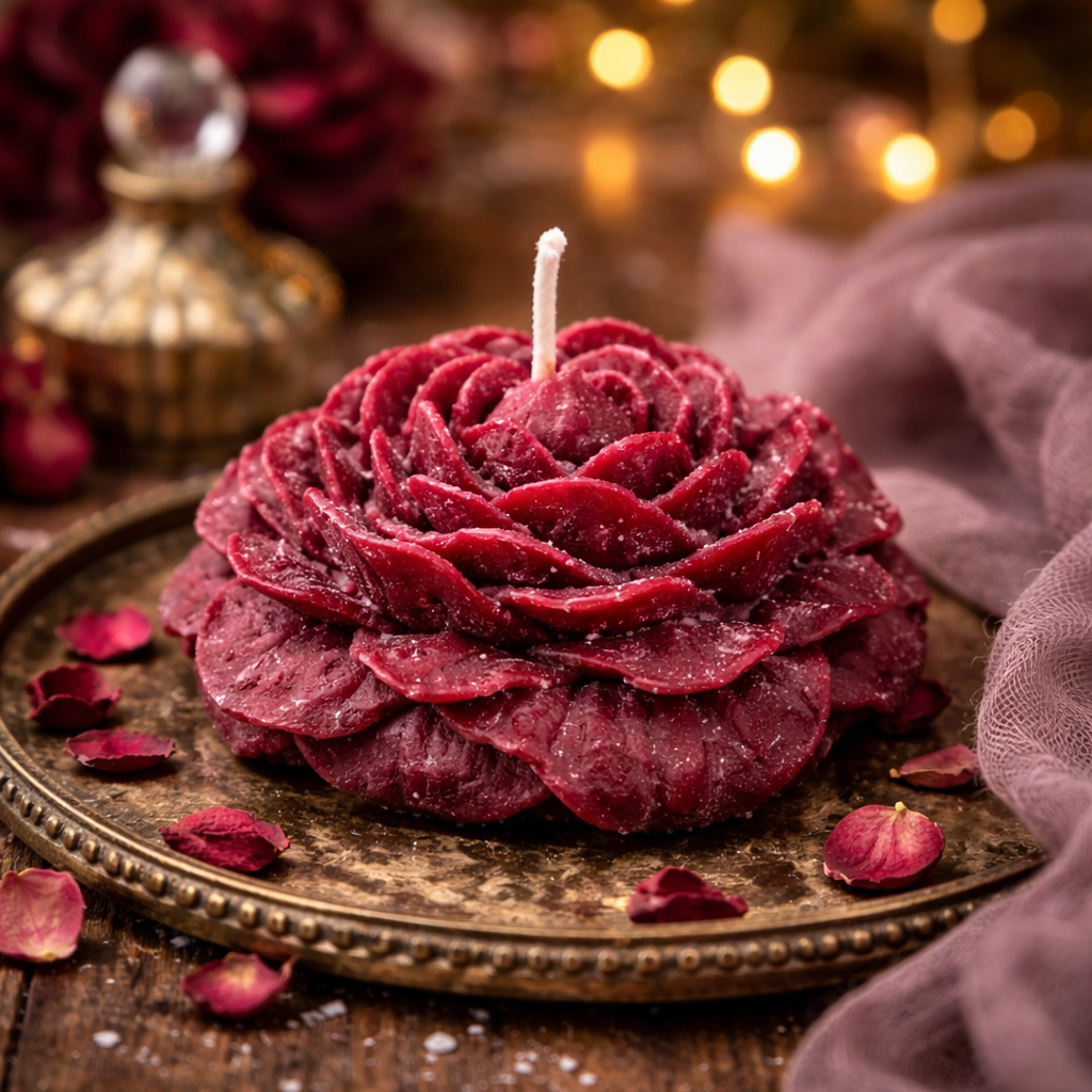 Bordo Gül Mum