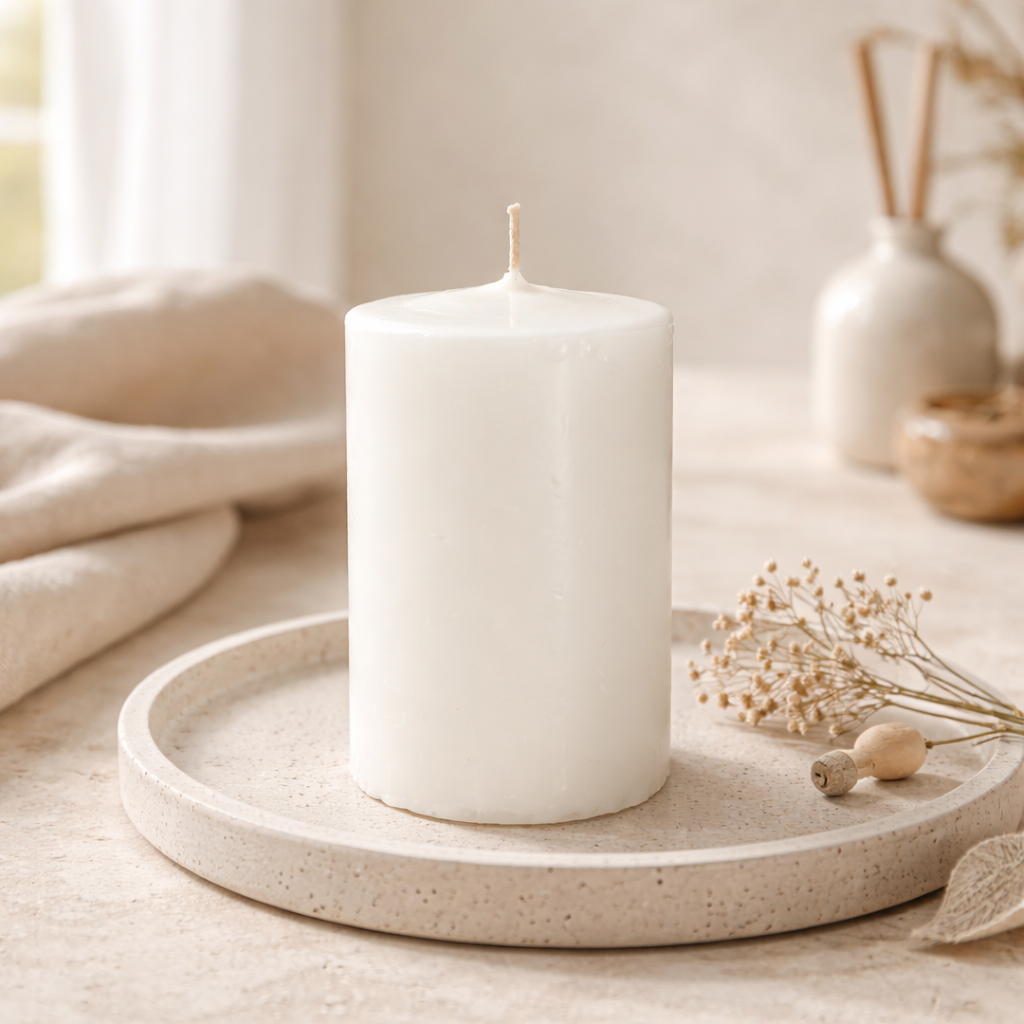 Beyaz Silindir Mum – 10 cm